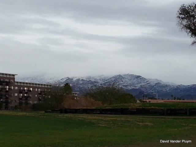 The view from the Golf Course at Rotary Park Lake Havasu City on 20 Feb 2013. These are the Mohave Mountains above Lake Havasu City.  Copyright (c) 2013 David Vander Pluym